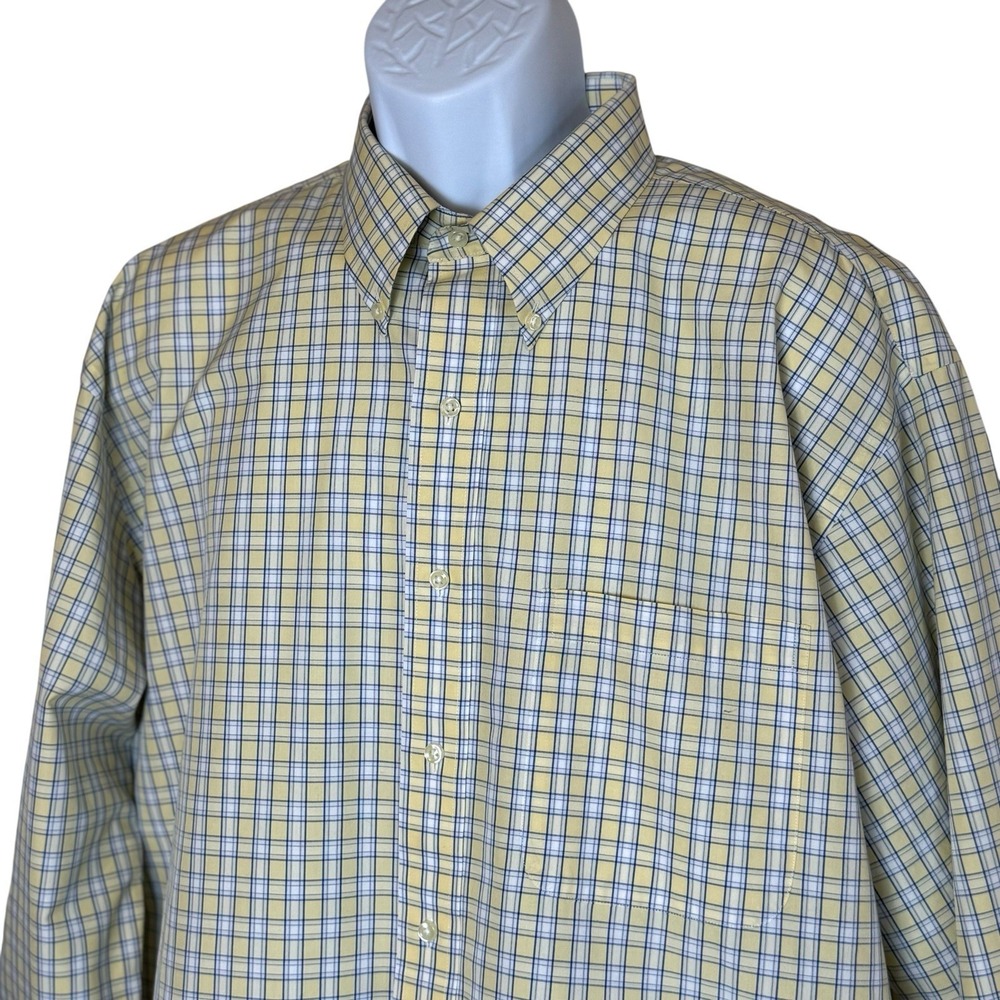 Jos. A Bank Traveler's Collection Yellow Blue Plaid XL  Button Down Shirt Career